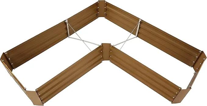 Sunnydaze 11.75" H Raised Metal Garden Bed - Galvanized Raised Garden Bed Outdoor for Vegetables and Flowers - Brown - L-Shaped by GreenHaven Gardens
