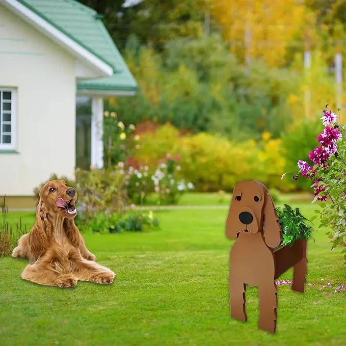Brown Cocker Spaniel Dog Planter Plant Pots,Cute Garden Dog Flower Planter,Dog Planters Birthday Gifts for Women,Office,Indoor/Outdoor Decor（9.45 * 9.17 * 13.39in） by GreenHaven Gardens