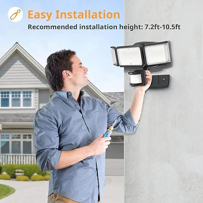 LEPOWER Battery Powered LED Flood Light Outdoor,1500LM Motion Sensor Security Lights, IP65 Waterproof,Wireless Flood Light Battery Operated,3 Head Motion Detector Light for Garage,Yard,Porch(Black) by GreenHaven Gardens