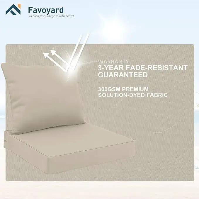 Favoyard Outdoor Seat Cushion Set 22 x 22 Inch Waterproof & Fade Resistant Patio Furniture Cushions with Removable Cover Deep Seat & Back Cushion with Handle and Adjustable Straps for Chair Sofa Couch by GreenHaven Gardens