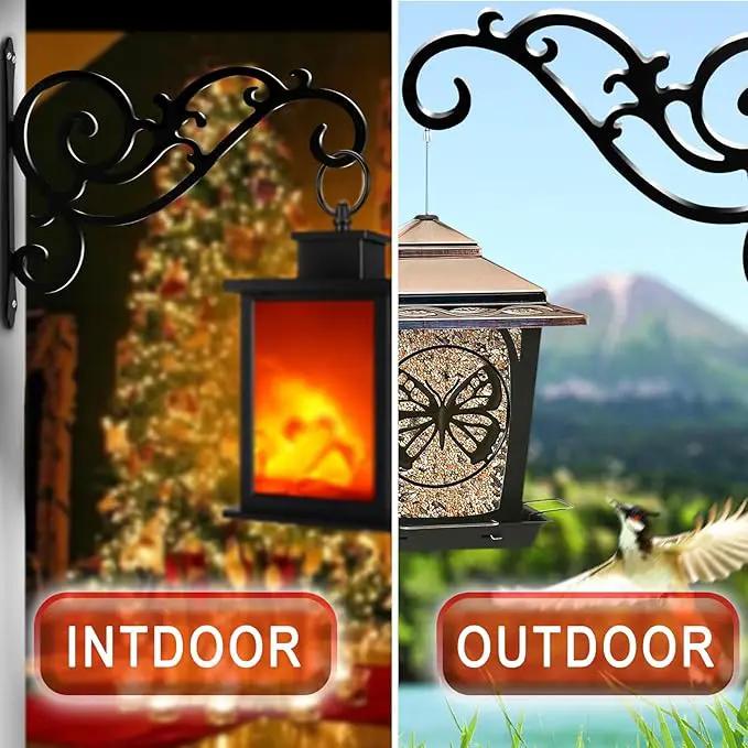 GSY 2 Pcs Hanging Plant Bracket 12-Inch,Wall Hook Hanging Plant Brackets,Black Iron Plants Indoor/Outdoor Planter Hangers Hooks,for Hanging Lanterns,Bird Feeders,Wind Chimes,Planters by GreenHaven Gardens