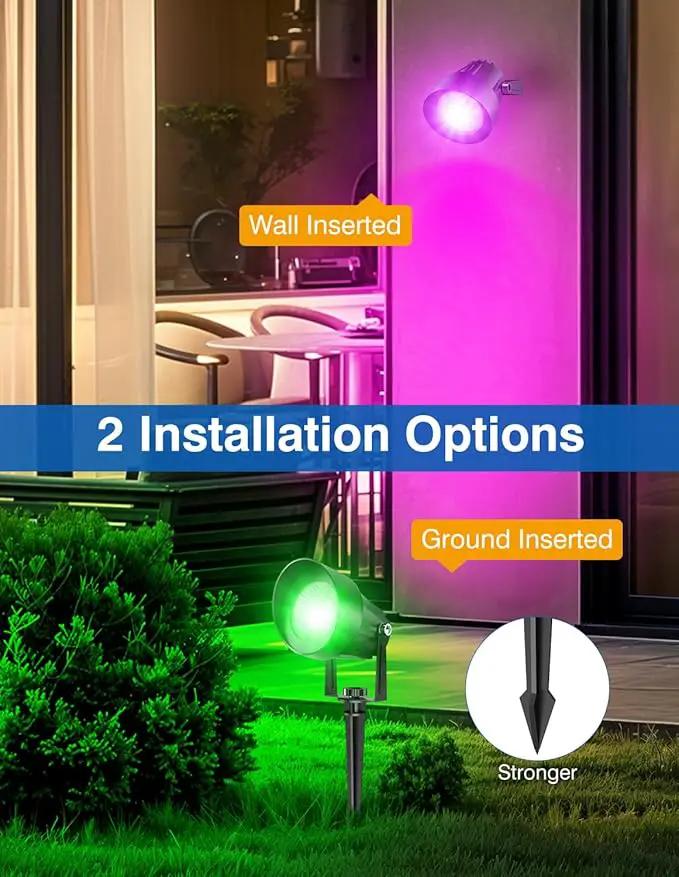 Spot Lights Outdoor, Smart RGBW LED Color Changing Landscape Lights with APP and Remote Control, Music Mode, DIY Scenes, Timing, IP65 Waterproof Spotlights Plug in for Yard Garden, 2 Pack by GreenHaven Gardens
