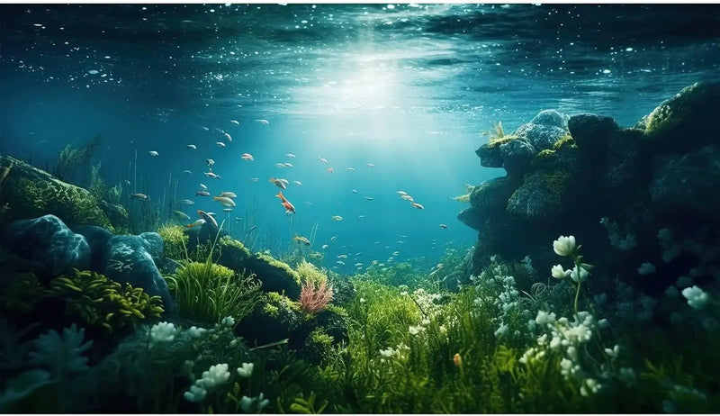 Underwater Aquarium Background Under The Sea Fish Tank Background Ocean Floor Green Aquatic Plants Aquarium Backgrounds Deep Sea Sunray Tropical Fish Aquarium Tank Backgrounds 48x20in by GreenHaven Gardens