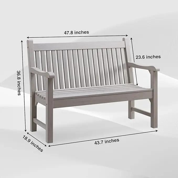 Psilvam Garden Bench, 2-Person Poly Lumber Patio Bench, All-Weather Outdoor Bench That Never Rot and Fade, Memorial Bench, Suit for Garden, Porch and Park(Grey) by GreenHaven Gardens