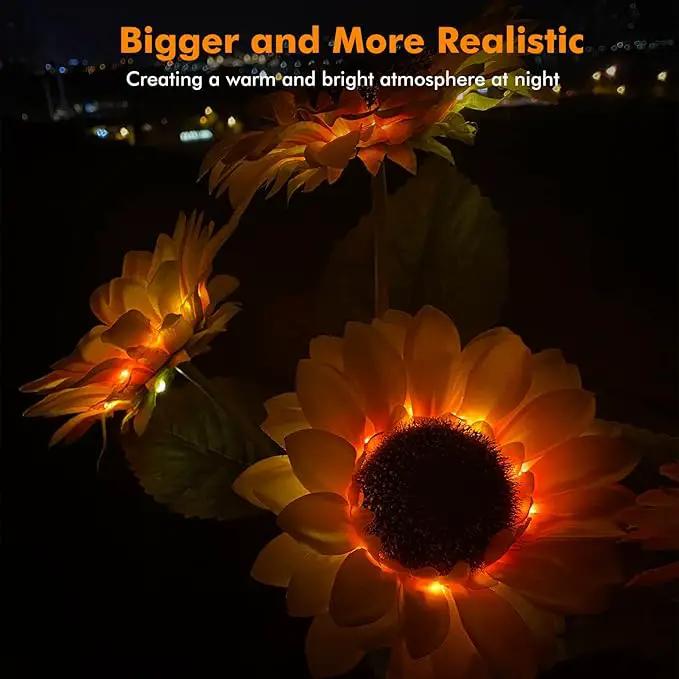 Solar Sunflower Lights, 800mA Solar Garden Light with Real Looking Flowers Outdoor Waterproof Solar Stake Lights for Back Yard, Flower Bed, Pathway, Patio, Porch, Spring Decoration (2 Pack) by GreenHaven Gardens
