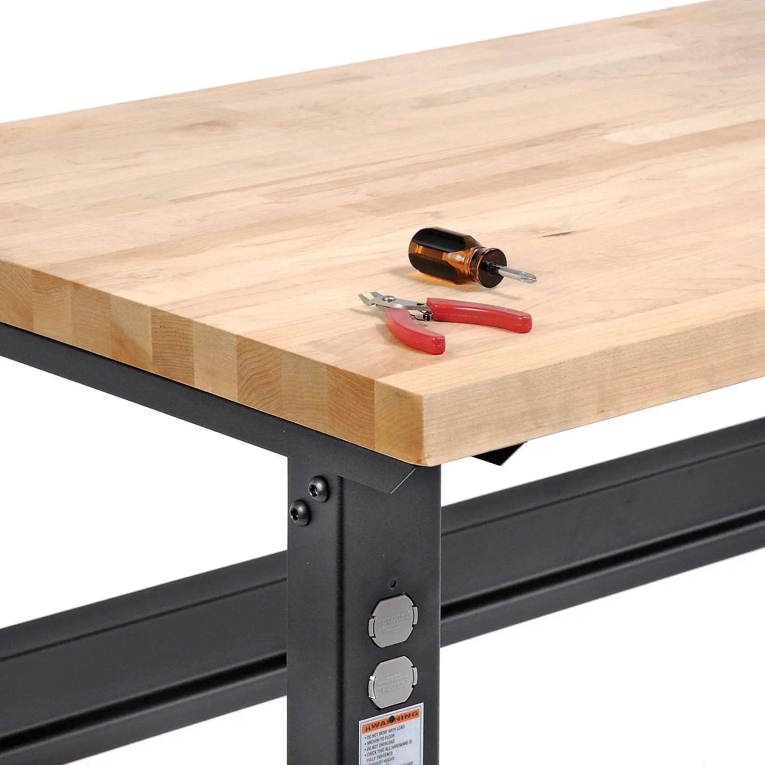 Global Industrial Adjustable Height Workbench C-Channel Leg, 60" W x 30" D, 1-3/4" Birch Top with Square Edge, 2000 Lbs. Capacity, Black Frame, Industrial Workbench by GreenHaven Gardens