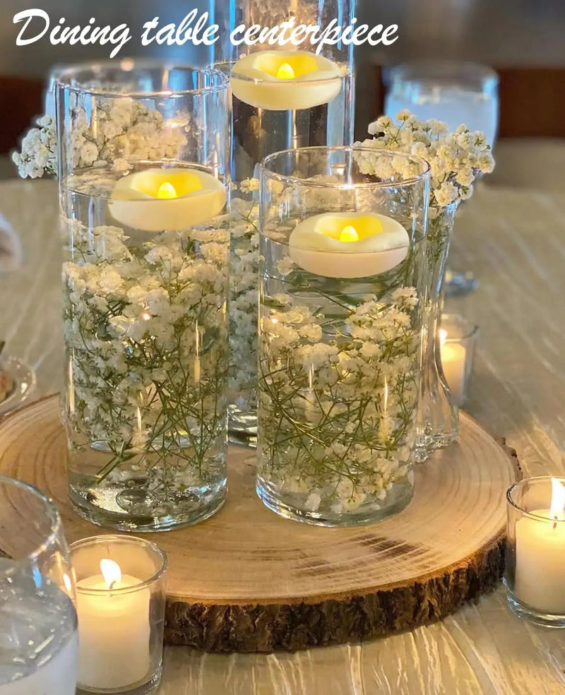 24 x 2”Floating Candle, 200 Hour Water Activated Warm White Battery Powered Flameless LED Floating Candle Floating for centerpieces/Bathtub/Pool/Fountain by GreenHaven Gardens