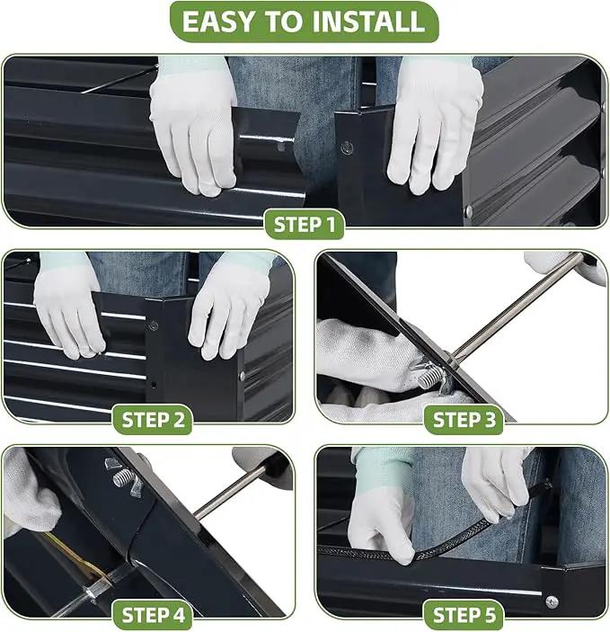 4x2x2ft Raised Garden Bed - Galvanized Deep Root Planter Boxes Outdoor with Wing Nuts and Safety Edges for Gardening Vegetables, Flowers, Herbs, Succulents - Gray by GreenHaven Gardens