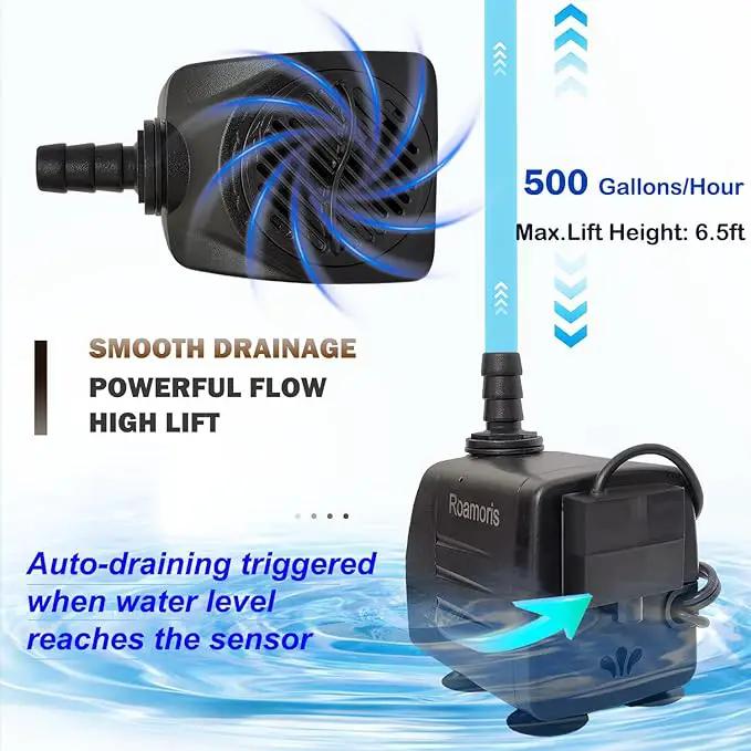 Automatic Fountain Pump With Level Sensor,110V Small Submersible Water Pump For Pond,Aquariums,Fish Tank, Hydroponics,PM06 by GreenHaven Gardens