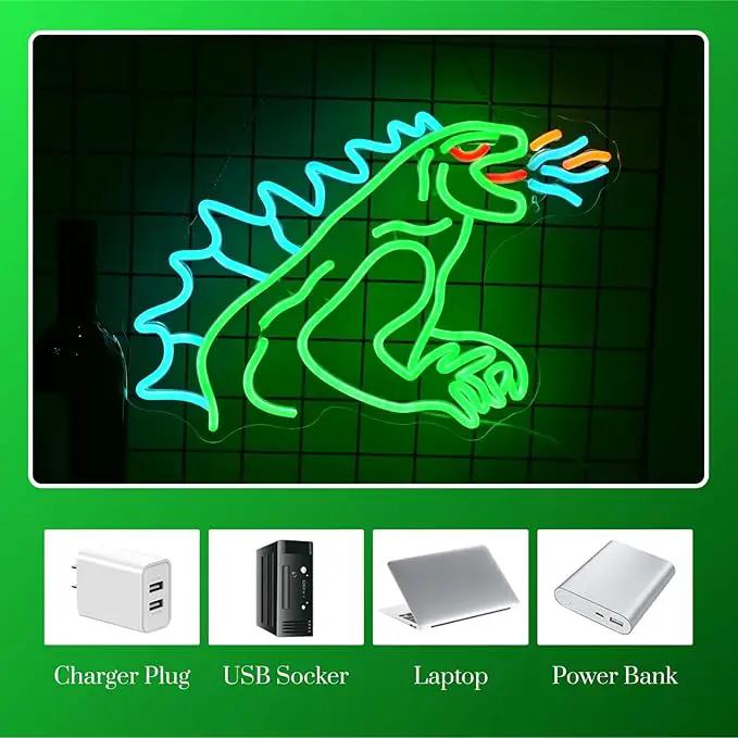 Monster Neon Sign Dimmable Dinosaur Neon Signs for Wall Decor LED USB Powered Anime Neon Light Sign for Bedroom Game Room Bar Party Club Man Cave Decoration Boys Birthday Gifts by GreenHaven Gardens