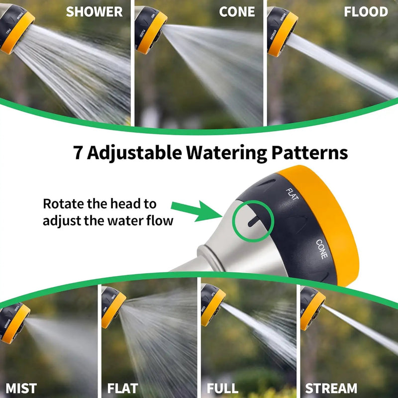 AUTOMAN Garden Nozzle Sprayer, High Pressure Spray Nozzle, 100% Metal Water Hose Nozzle, 7 Patterns Watering Nozzle, Heavy Duty Sprayer Garden Nozzle for Watering Plants & Lawns, Washing Cars & Pets by GreenHaven Gardens