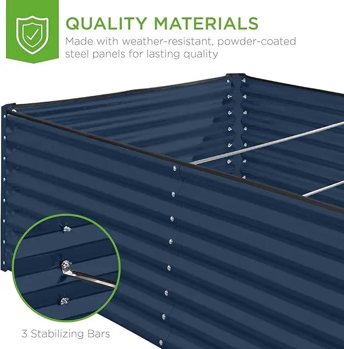Best Choice Products 8x4x2ft Outdoor Metal Raised Garden Bed, Deep Root Planter Box for Vegetables, Flowers, Herbs, and Succulents w/ 478 Gallon Capacity - Navy by GreenHaven Gardens