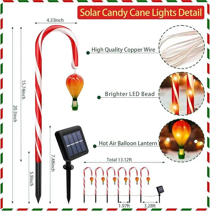 12 Pack Outdoor Solar Christmas Decorations, 180 Bright LED Solar Candy Cane Christmas Lights 8 Lighting Modes, Waterproof Outside Xmas Decorations with Lantern Decor Lights for Pathway Yard Garden by GreenHaven Gardens