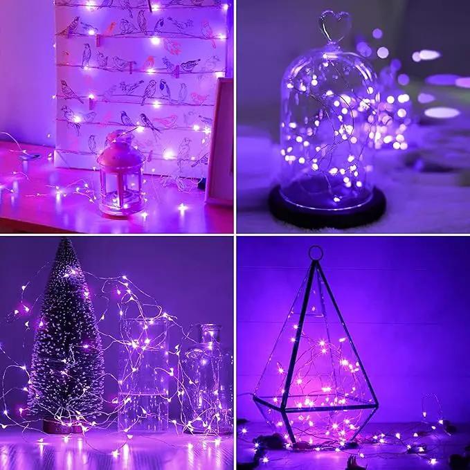 JMEXSUSS 2 Pack Purple Solar Christmas Lights, 33ft 100 LED Purple Solar Lights Outdoor, Waterproof 8 Modes Purple Fairy Lights for Outside Tree Garden Patio Christmas Halloween Decorations by GreenHaven Gardens