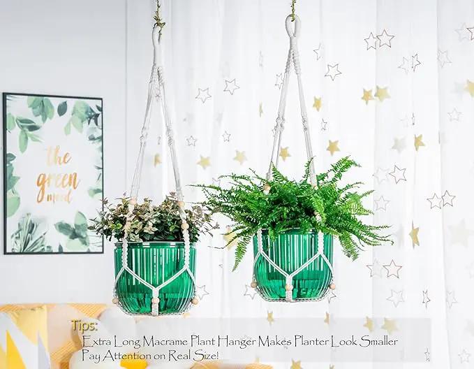 Melphoe Self Watering Hanging Planters for Indoor Plants, 1 Pack 8.3 Inch Outdoor Hanging Plant Pot Basket, 2 Kinds of Hangers Macrame 35.5’’ & Metal Chain 19.6’’ for Garden Home Decor by GreenHaven Gardens