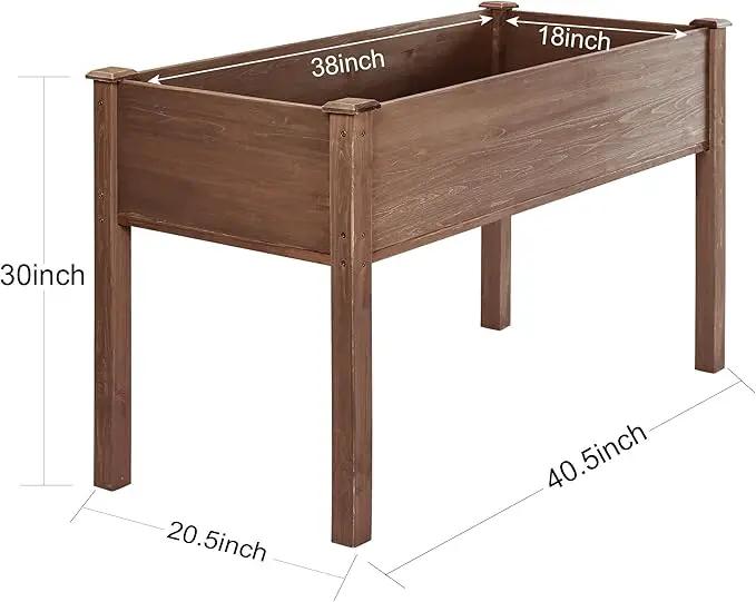 LZRS Raised Garden Bed Outdoor Planter Box with Legs for Herbs, Vegetables, Flowers, Great for Outdoor Patio, Yard and Deck, 220lb Capacity, Brown by GreenHaven Gardens