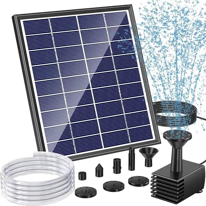 POPOSOAP Solar Bird Bath Fountain Pump, 6W Outdoor Solar Water Fountain Pump for Bird Bath with 4ft Tubing & 5 Nozzles, DIY Solar Powered Water Fountain for Garden, Ponds, Pool and Fish Tank by GreenHaven Gardens