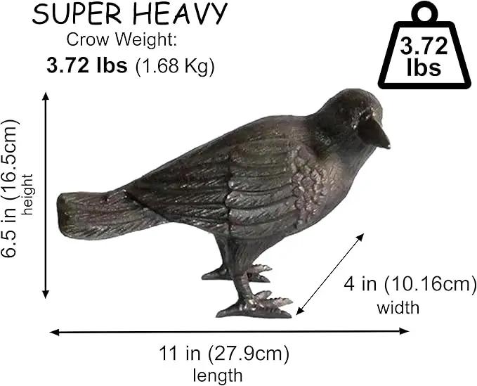 NACH Cast Iron Crow Statue, Head to Side Raven, Large Garden Statues, Crow Garden Sculpture, Bird Figurines Home Decor, Crow Decor, Raven Decor, Black Bird Statue, 4 x 11 x 6.5 inches, JS-90-7115 by GreenHaven Gardens