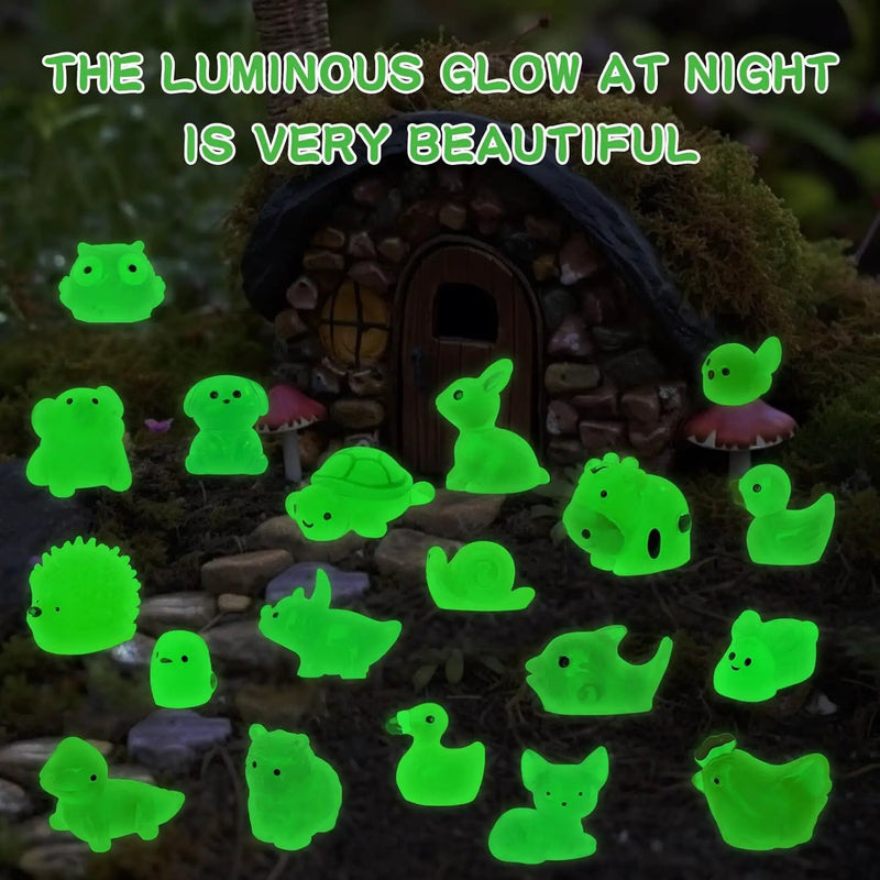 240 Pcs Luminous Mini Resin Animals 30 Styles Miniatures Animal Figurines Glow in the Dark Tiny Little Animals Figures to Hide for DIY Fairy Garden Micro Landscape Dollhouse Aquarium Party Decor by GreenHaven Gardens