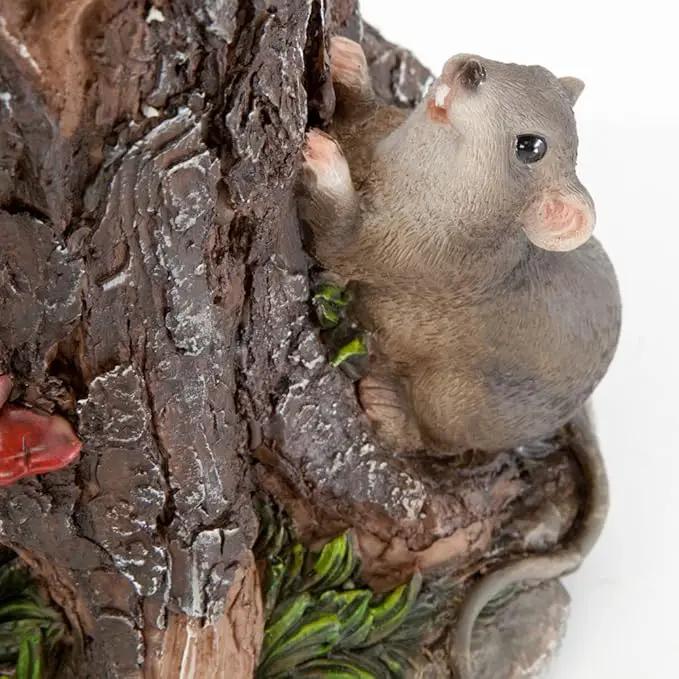 Bits and Pieces - Cat & Mouse Garden Statue- Outdoor Kitten on a Stump Sculpture - 17" Polyresin Home Décor Weather Resistant Lawn Ornament by GreenHaven Gardens