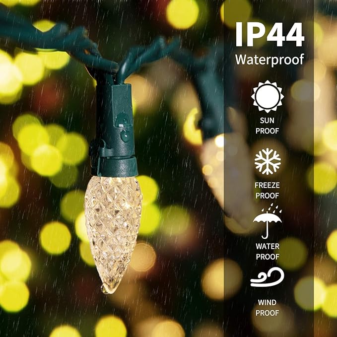 C6 LED Christmas String Lights, 33 Feet 100 LED Strawberry Lights Plug in, Waterproof Twinkle Fairy String Lights for Indoor Outdoor Holiday Garden Yard Party Tree Decoration (Warm White) by GreenHaven Gardens