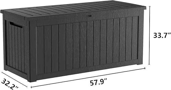 Heavy-Duty 270 Gallon Waterproof Deck Storage Box, Outdoor Storage for Garden & Patio, Lockable Resin Storage Chest for Pool Accessories, UV-Resistant, Onyx Black by GreenHaven Gardens