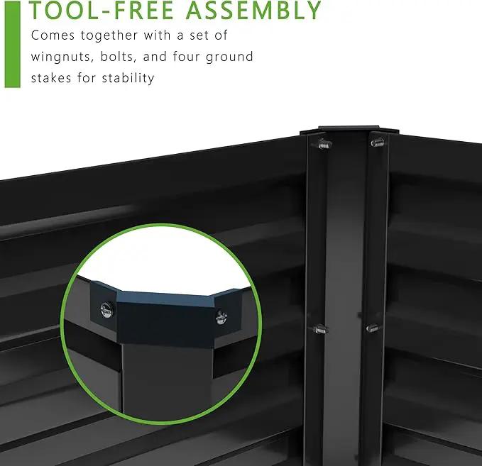 12x4x1FT Galvanized Raised Garden Bed Kit,Vegetable Boxes-Rectangle Metal Flower Box,Large Planter Raised Beds Outdoor Garden for Planting,Fruit,Herb-Black by GreenHaven Gardens