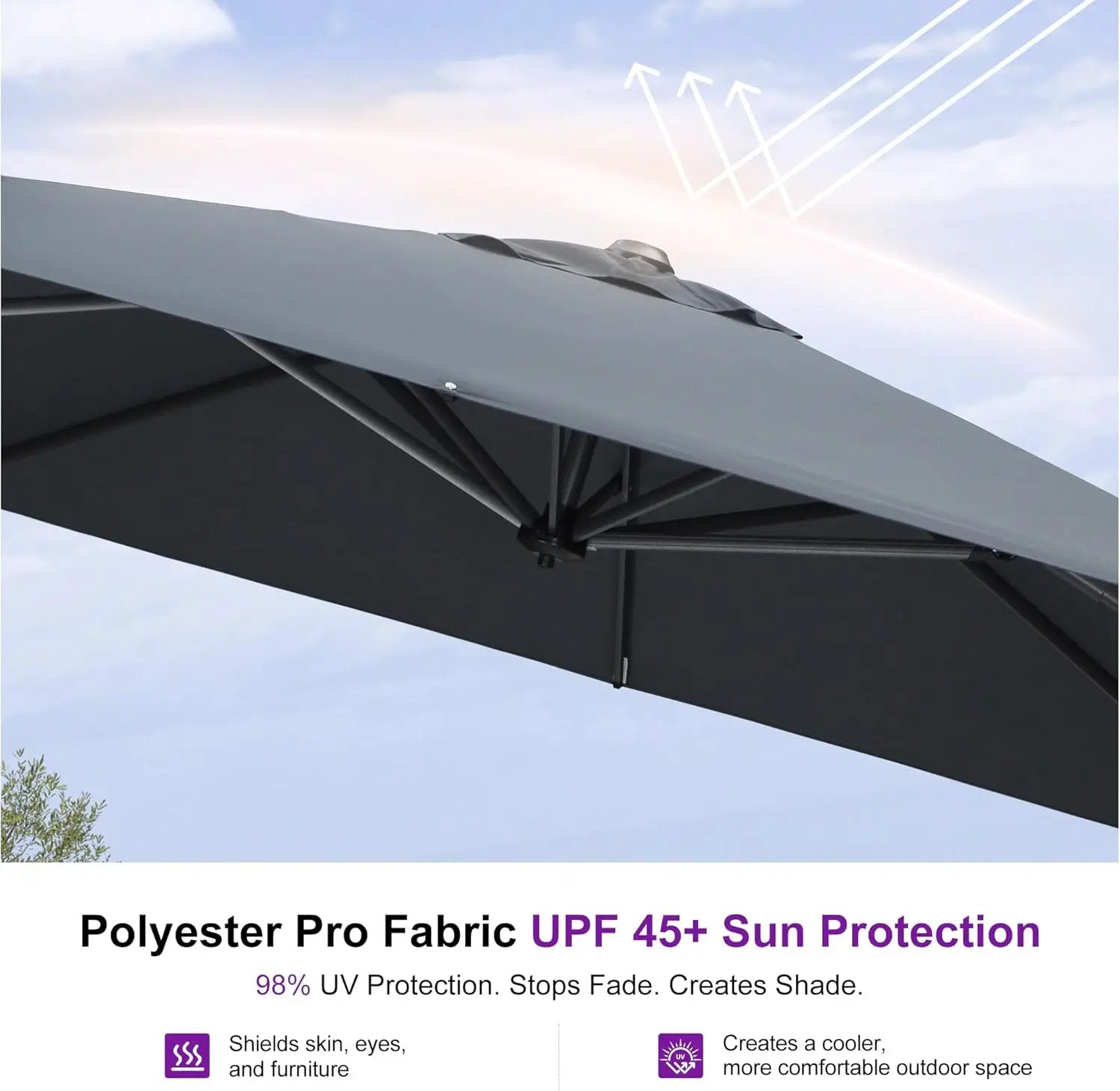 PURPLE LEAF 8 Feet Patio Umbrella Outdoor Cantilever Square Umbrella Aluminum Offset Umbrella with 360-degree Rotation for Garden Deck Pool Patio, Light Grey by GreenHaven Gardens