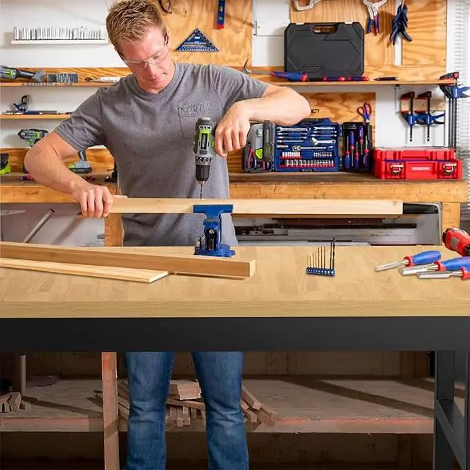60" Adjustable Workbench,Heavy-Duty Work Table,3000 LBS Load Capacity Particleboard Hardwood Workstation Outlets with Power Strips and Fixed feet,for Workshop, Garage by GreenHaven Gardens