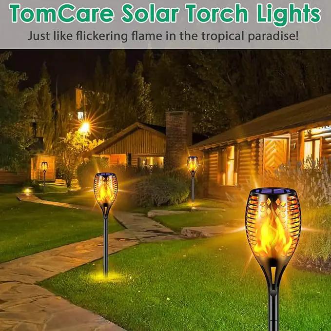TomCare Solar Lights Upgraded, 43" Waterproof Flickering Flames 96 LED Torches Lights Outdoor Solar Landscape Decoration Lighting Dusk to Dawn Auto On/Off Pathway Lights for Garden Patio Driveway (4) by GreenHaven Gardens
