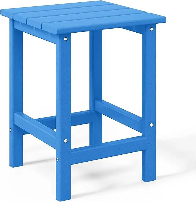WO Home Furniture Adirondack Chairs Table Set of 3 PCS Outdoor Folding Chairs Side End Table Weather/UV Resistant for Lawn, Garden, Bon Fire, Balcony (Pacific Blue) by GreenHaven Gardens
