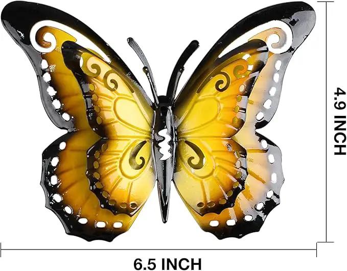 Metal Butterfly Wall Decor-6.5" Outdoor Fence Wall Art Decor Suitable for Garden Patio Balcony by GreenHaven Gardens