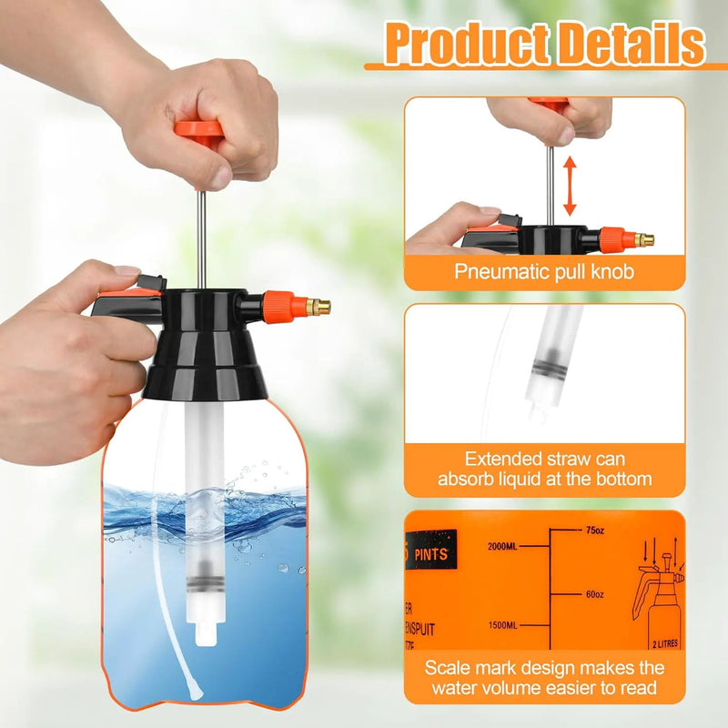 3 Pcs 1/2 Gallon Plastic Handheld Pump Sprayer – Garden Pressure Sprayer Bottle with Adjustable Nozzle for Plants, Cleaning, Household Tasks – Orange by GreenHaven Gardens