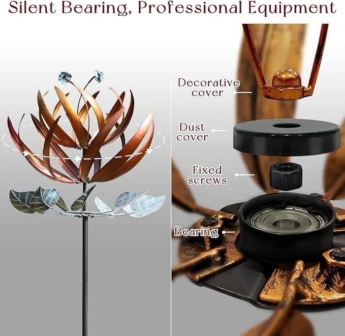 Wind Spinners for Yard and Garden, Wind Spinners Outdoor Large Metal, 84 inch Kinetic Wind Spinner & Wind Sculptures, Windmill Decor(Lotus) by GreenHaven Gardens