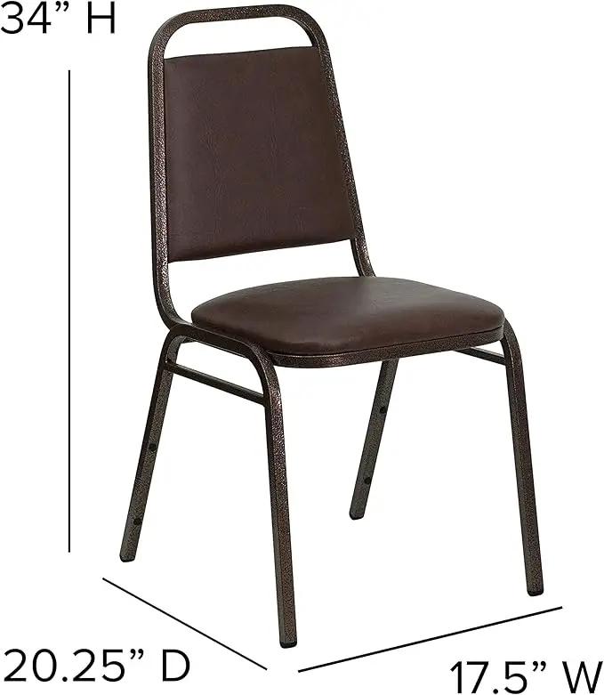 EMMA + OLIVER Trapezoidal Back Vinyl Stackable Banquet Chair, Multipurpose Stacking Chair with Padded Seat and Back, Brown/Copper by GreenHaven Gardens