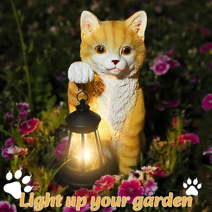 Cat Statues for Garden - Solar Powered Outdoor Cat Garden Statue, Crafted Garden Sculptures & Statues for Patio, Yard, Lawn, Gardening Gifts for Women and Mom(11" Cat) by GreenHaven Gardens