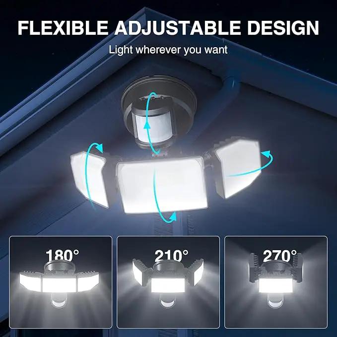 85W LED Security Lights Motion Sensor Light Outdoor, 8500LM Dusk to Dawn, IP65 Waterproof, 6500K, 3 Head Motion Detected Flood Light, Floodlight for Outside, Garage, Yard, Porch (Black) by GreenHaven Gardens