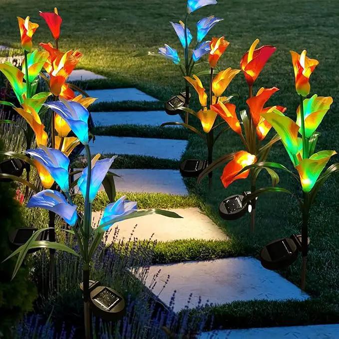 Veesee Solar Garden Lights - Outdoor Stake Lights with Calla Lily Design, Decorative for Lawn, Yard, Patio & Landscape (White, 2Pack) by GreenHaven Gardens