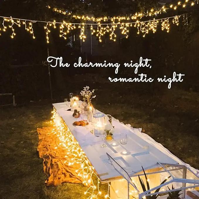 JMEXSUSS 200 LED Icicle Lights, 8 Modes Icicle Lights Indoor, Warm White Icicle Christmas String Lights Outdoor Waterproof for Xmas Roof Wedding Party Holiday Room Home Decorations by GreenHaven Gardens