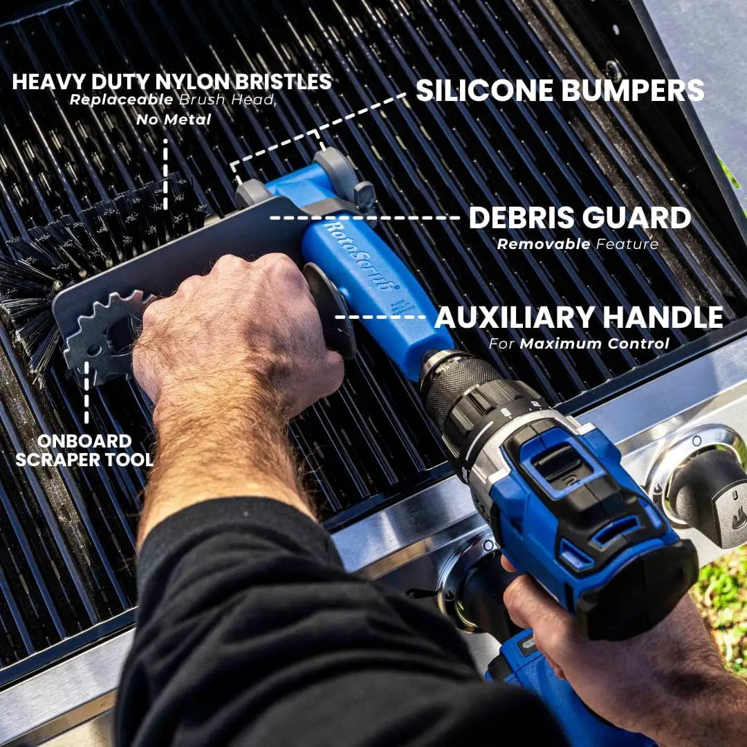 Grill Brush, Cleaning Kit, Drill Attachment, Grill Cleaner, No Metal, BBQ Grill Brush, Perfect for Removing Rust, Grime, Grease, and More by GreenHaven Gardens