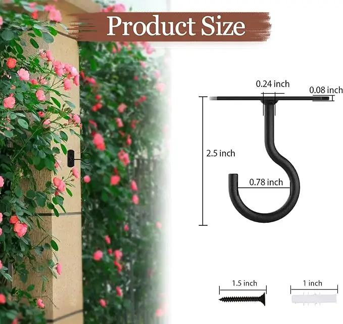 Ceiling Hooks for Hanging Plants 2Pack 2.5in,Wall Mount Hangers Plant Hooks,Wall Hooks for Plants,Lights,Planters,Lanterns,Hanging Bird Feeders,Wind Chimes,indoor&Outdoor Decoration Hooks Black by GreenHaven Gardens