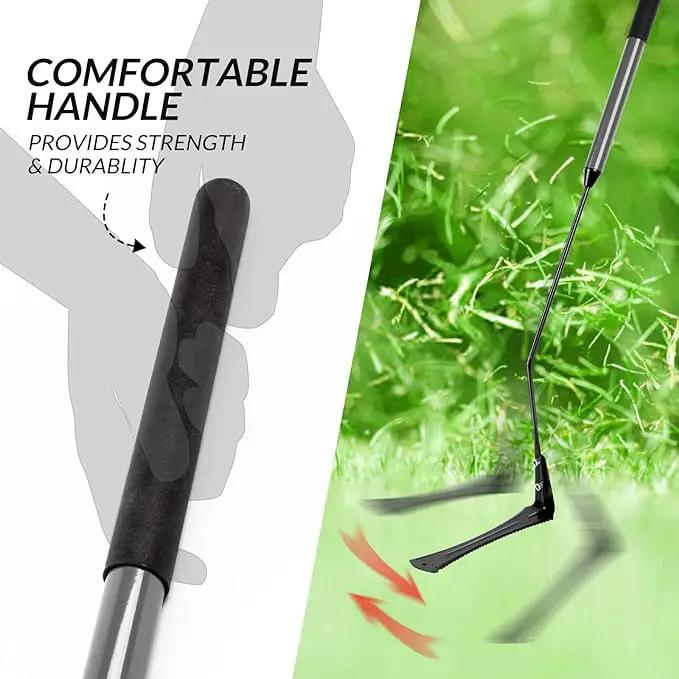 Walensee Grass Whip with Double-Edged Serrated Sharp Steel Blade Weed Grass Cutter with Soft Rubber 22-Inch Handle Cut Tall Grass and Overgrown Weeds in The Yard, Fields, and Ditches, Black,1 Pack by GreenHaven Gardens