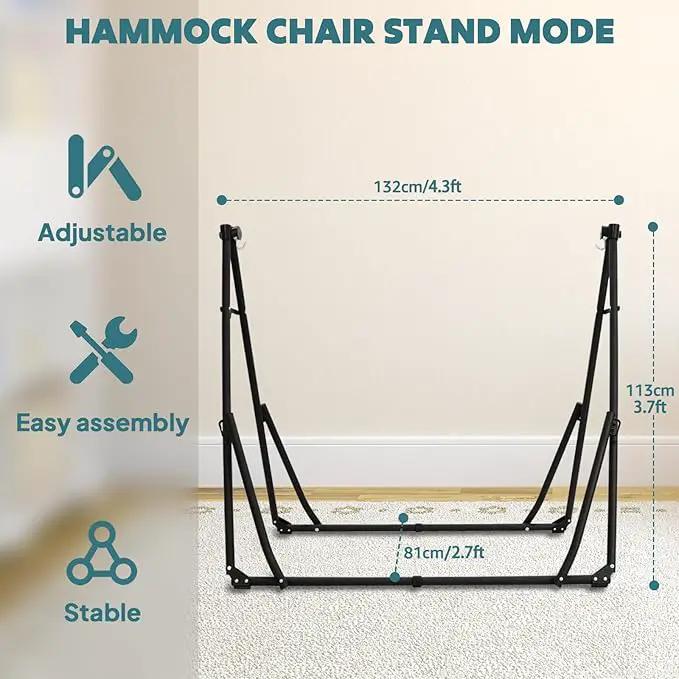 Anyoo 2 in 1 Hammock and Swinging Chair with Collapsible Steel Stand & Carrying Case,Portable & Adjustable,Easy Set Up for Outdoor,Indoor,Porch Swing,Patio,Garden,Camping Trip by GreenHaven Gardens
