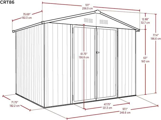 Metal Outdoor Galvanized Steel Storage Shed with Lockable Doors for Backyard or Patio Storage of Bikes, Grills, Supplies, Tools, Toys, for Lawn, Garden, and Camping, Tan (8x6) by GreenHaven Gardens