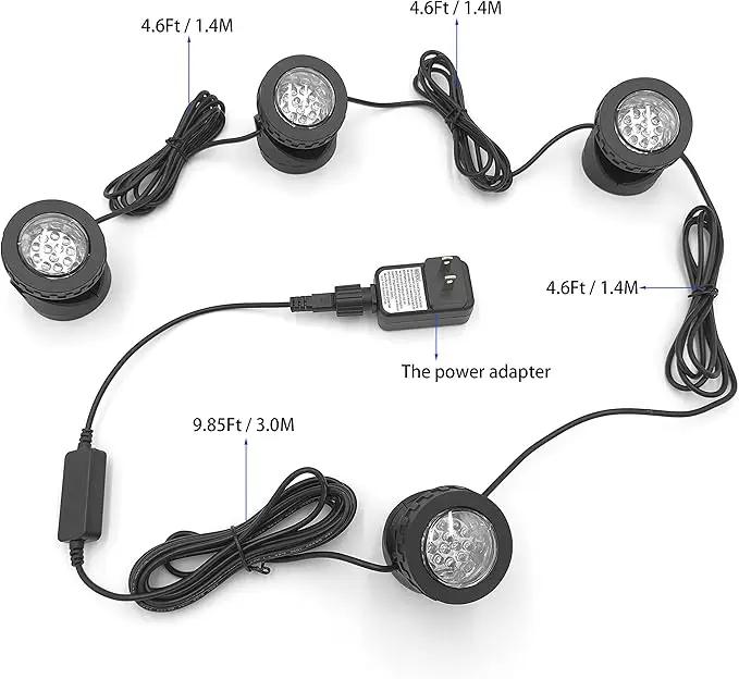 RGB Pond Lights with Timer, IP68 Waterproof Underwater Dimmable LED Fountain Lights for Outdoor Landscape Fish Tank Pond Fountain Waterfall Garden Lawn, 5 Lights by GreenHaven Gardens