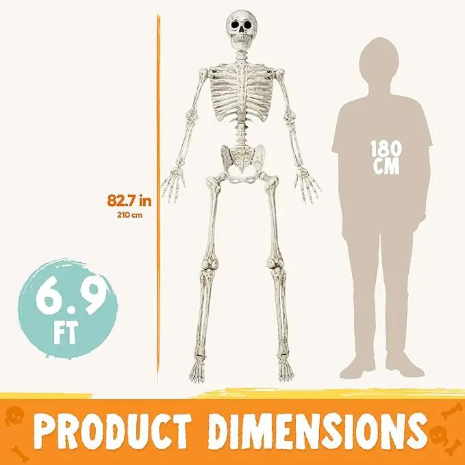 JOYIN 6.9 FT Halloween Skeleton Posable Plastic Full Body Realistic Human Bones with Movable Joints for Indoor Outdoor Halloween Props Spooky Scene Party Decorations（White, No Screwdriver） by GreenHaven Gardens