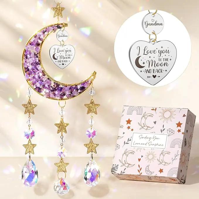 Best Grandma Gifts, for Grandma Nana from Granddaughter Grandchildren Grandkids, Unique Grandma Birthday Gifts for Nana Gigi Grandmother New Grandma Gifts Moon Crystal Suncatcher by GreenHaven Gardens