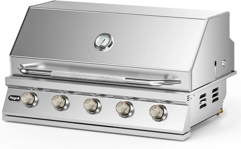Hygrill 40-Inch Built In Grill, Stainless Steel 5-Burner Grill Head for Outdoor Kitchen, Liquid Propane by GreenHaven Gardens