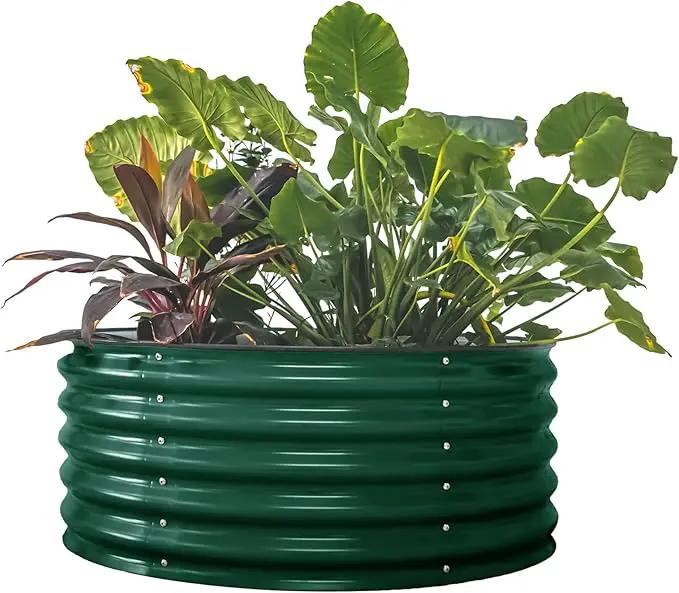 Vego garden 17" Tall 42" Round Raised Garden Bed Metal Raised Bed Planter Box for Vegetables Flowers Patio, British Green by GreenHaven Gardens