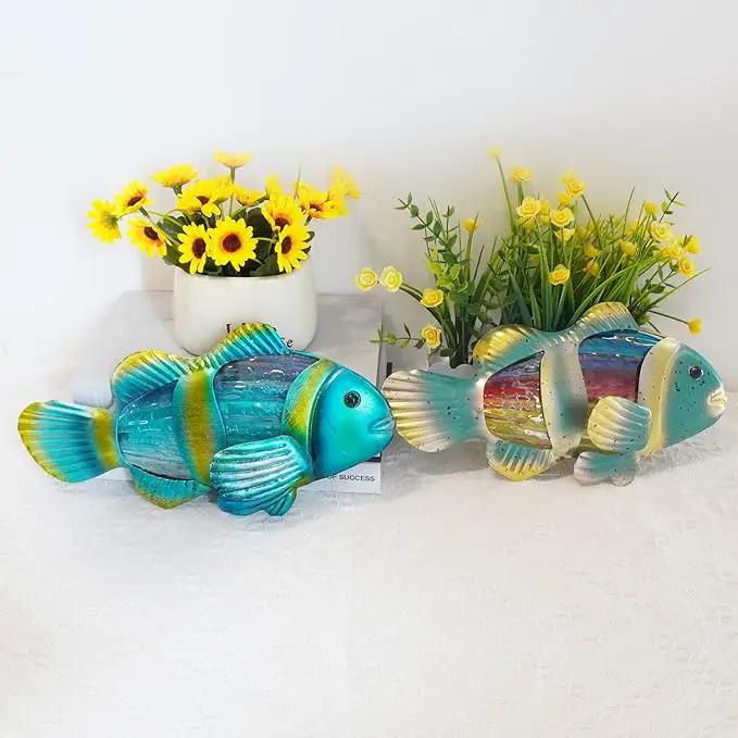 LIFFY Metal Fish Wall Decor - Outdoor Metal Wall Art - Coastal Wall Decor - Hanging Decoration for Garden, Fence, Living Room, Bedroom | Wall Art (11.8", 2 pcs) by GreenHaven Gardens